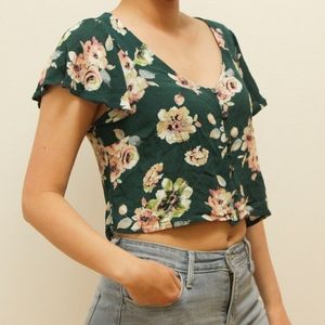 Cropped Flowy Floral Shirt